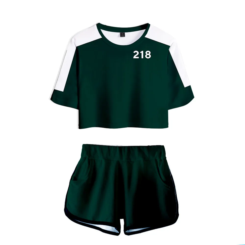 Женский костюм из двух предметов: шорты и кроп-топ с 3D-принтом |