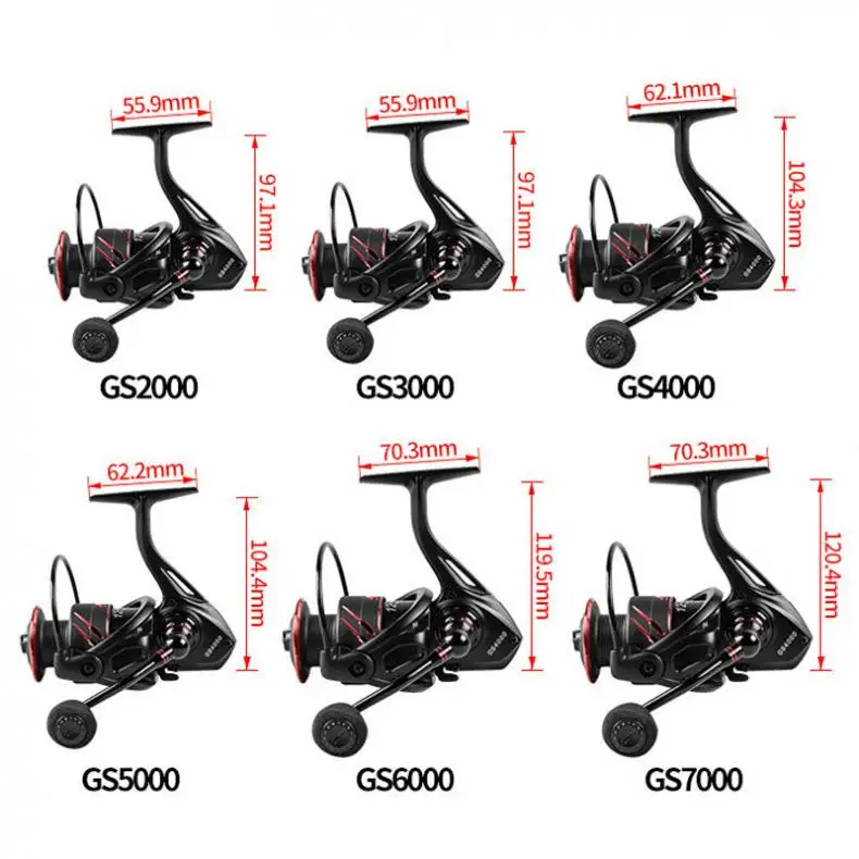 

2000-7000 Series Full Metal Black & Red Spool Spinning Reel 18KG Drag Sea Carp Fishing Wheel