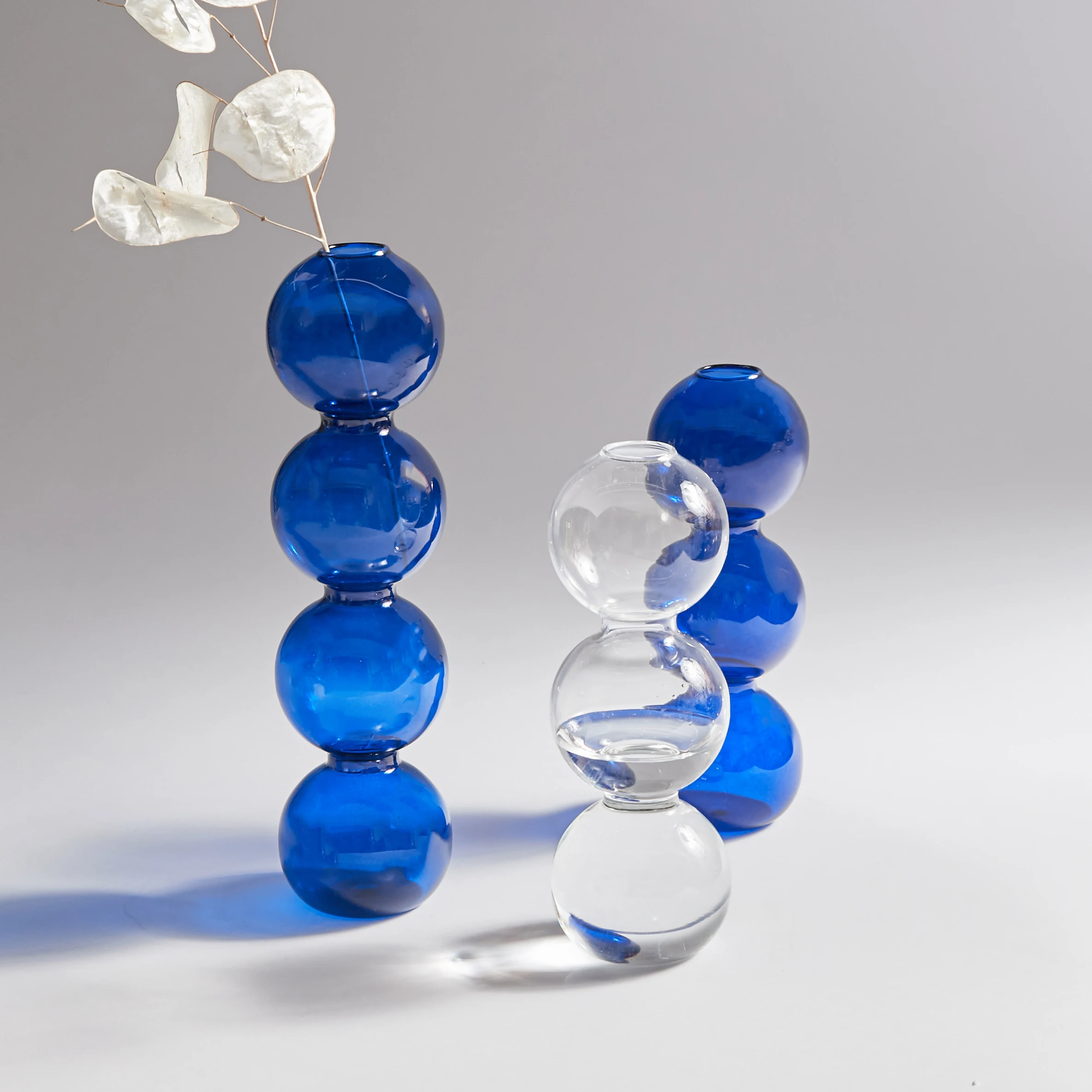 

Blue Glass Candlesticks for Wedding Birthday Holiday Home Decoration Morden Decorative Glass Candle Holder 1PC