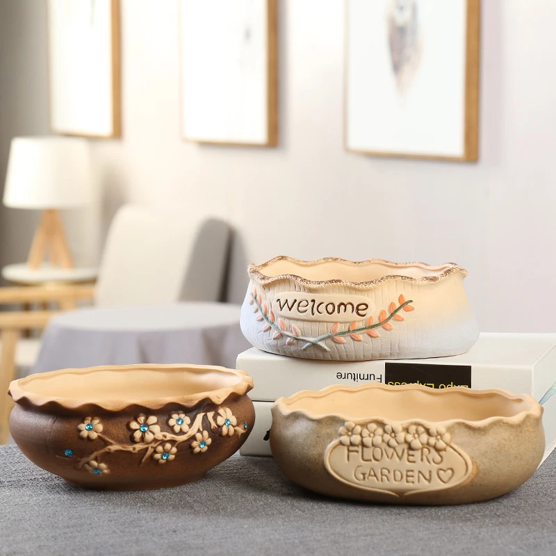 Korean Ins Classics Ceramic Succulent Flower Pot Simple Large Container Desktop Green Planting Girly Gift Home Garden Decoration | Дом и сад