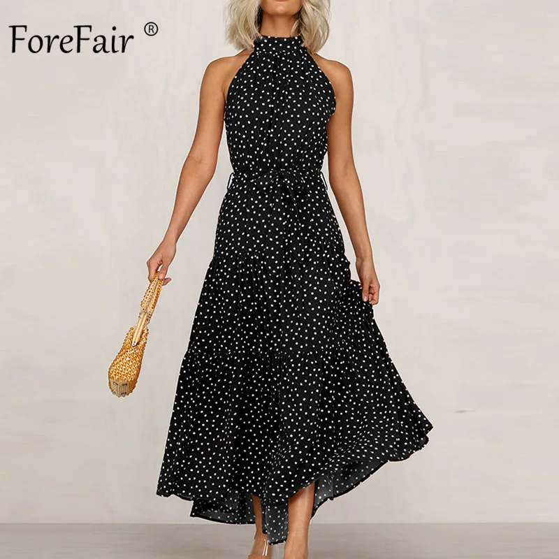 Forefair Сексуальное Платье макси с открытыми плечами шифоновое пляжное платье в