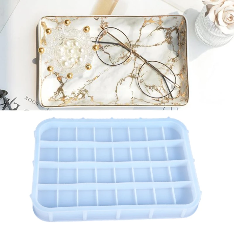 

Crystal Epoxy Resin Mold Plate Tray Mirror Silicone Mould DIY Handcrafts Casting Tool