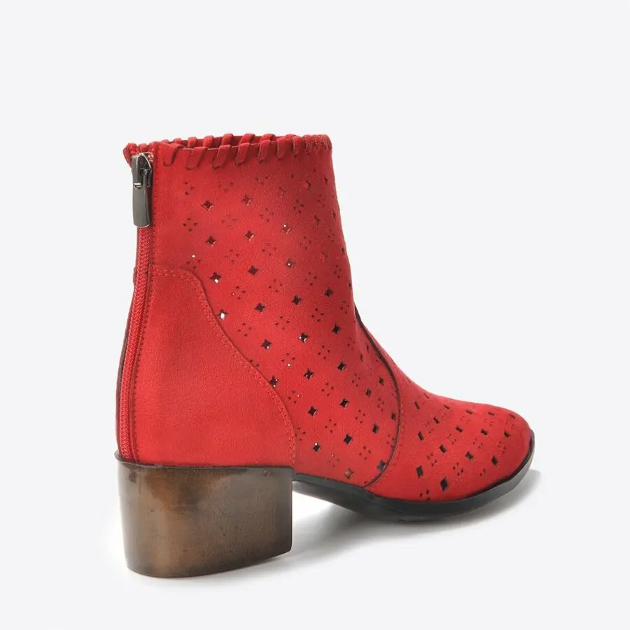 

Women Boots Mink Shoes Women Red-Suede Boots Vzn20-167Y