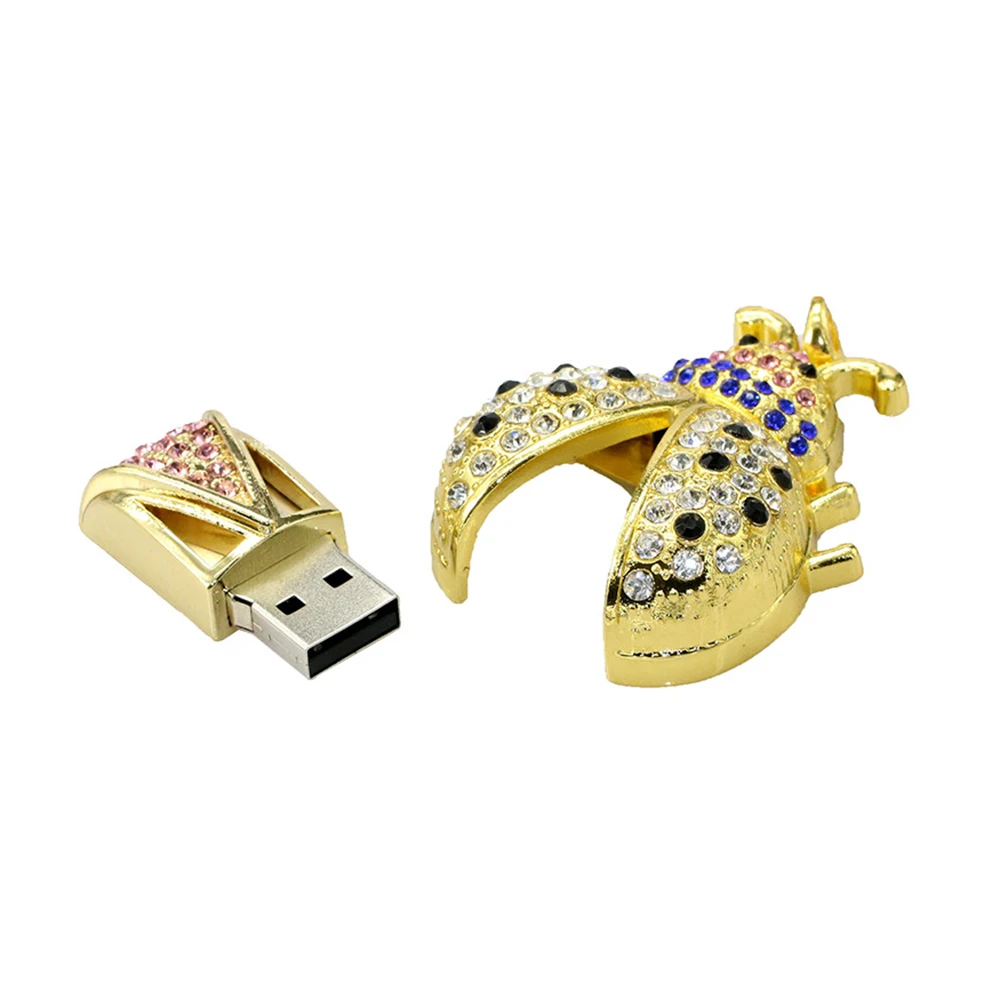 С украшением в виде кристаллов Жук флеш-диск Usb 2 0 с бриллиантами ожерелье божьей
