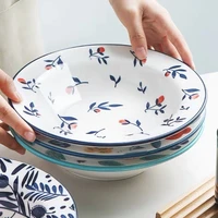 tableware dinner plate utensilios de cocina ceramic dish hand painted flowers fresh straw hat household creative features