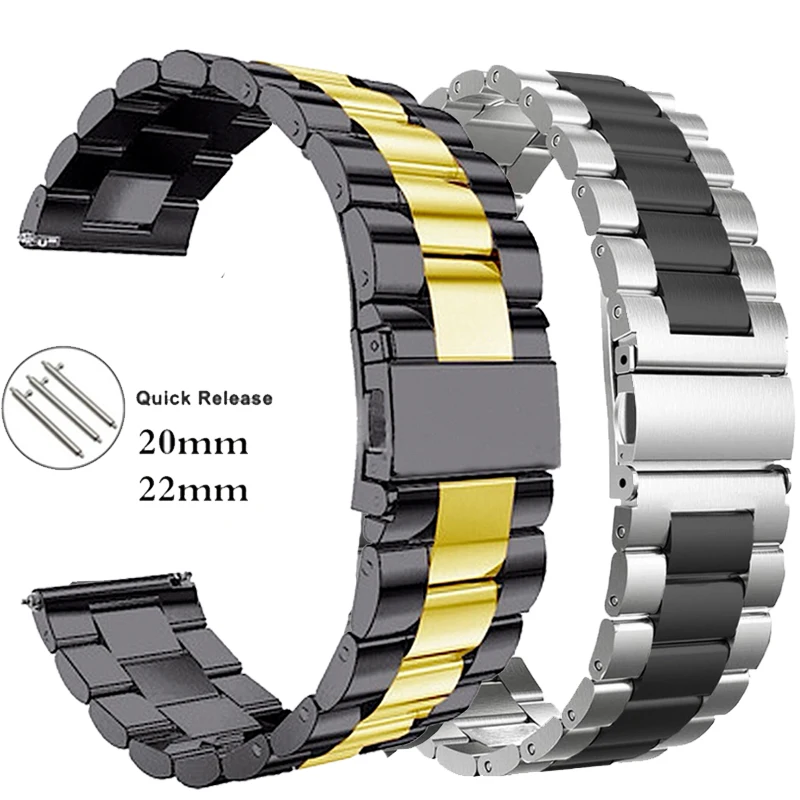 

20 22mm Watch band for gear S3 S2 loop Stainless Steel bracelet for galaxy watch 3 41 45mm for Amazfit Bip Huawei GT Sport Strap
