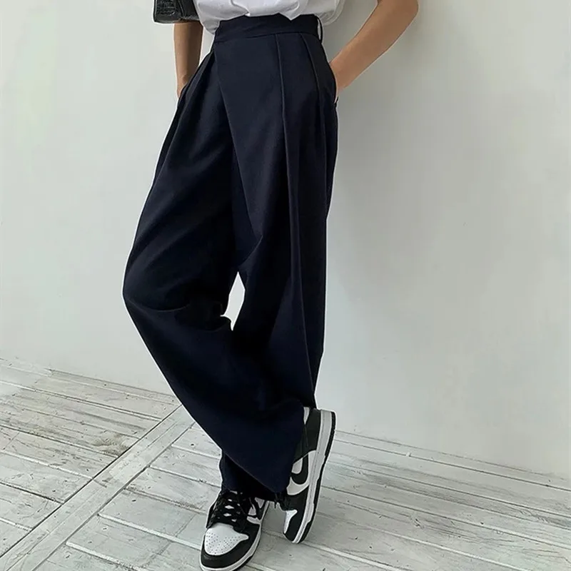 

2021 New Women Autumn Straight Loose Wide Leg Mop Trousers High Waist Thin Casual Cozy Fashion Work Pant High Quality