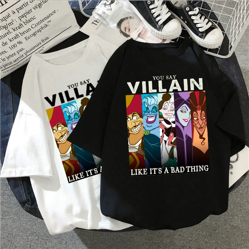 

Camisetas estampadas de villanas de Anime para mujer, ropa Kawaii de verano, Harajuku, moda coreana, de talla grande, Y2k