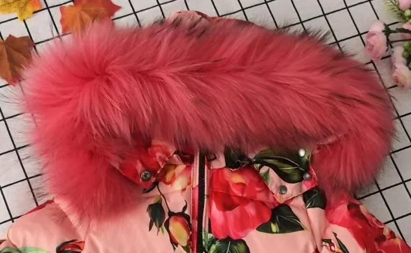 Pink Florals Зимний женский комбинезон для девочек, боди из натурального меха, женский комбинезон, женские комбинезоны, верхняя одежда с капюшоном, M, L, XL, XXL - Цвет: Pink Florals