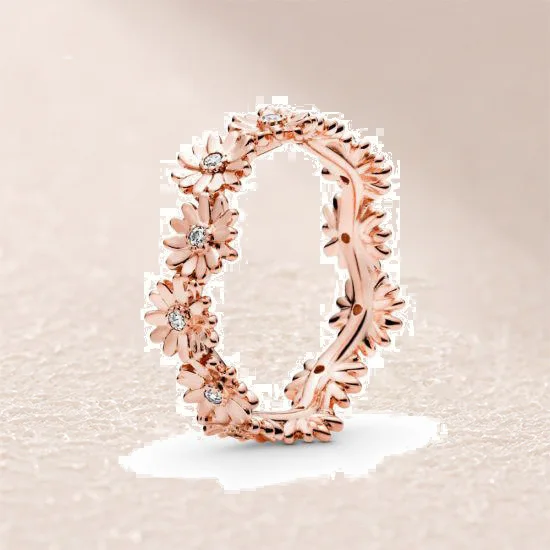 

188799C01 Rose Sparkling Daisy Flower Crown Ring
