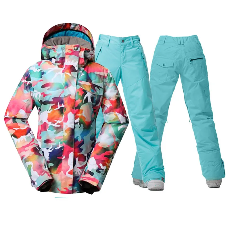 Модный Камуфляжный женский зимний костюм 10K водонепроницаемые ветрозащитные
