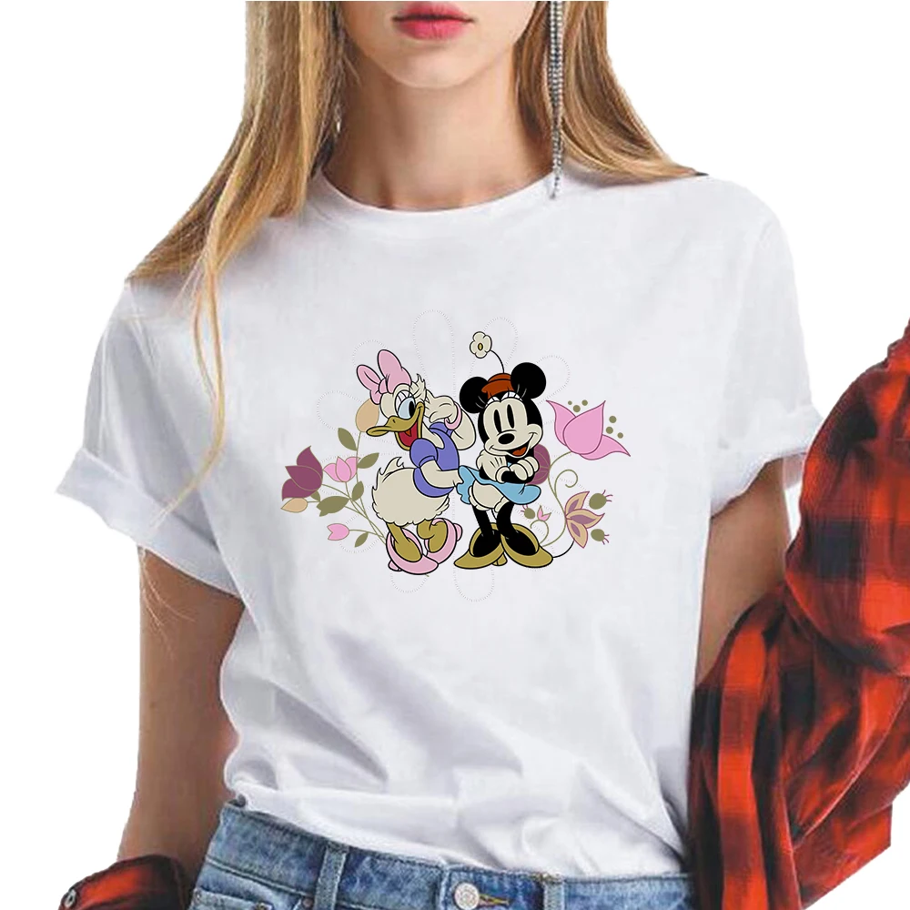 

Disney New T-shirt Mickey Minnie Cartoon Print Summer Women Tops Cute Korean Version Harajuku Style Couples Parent-child T-shirt