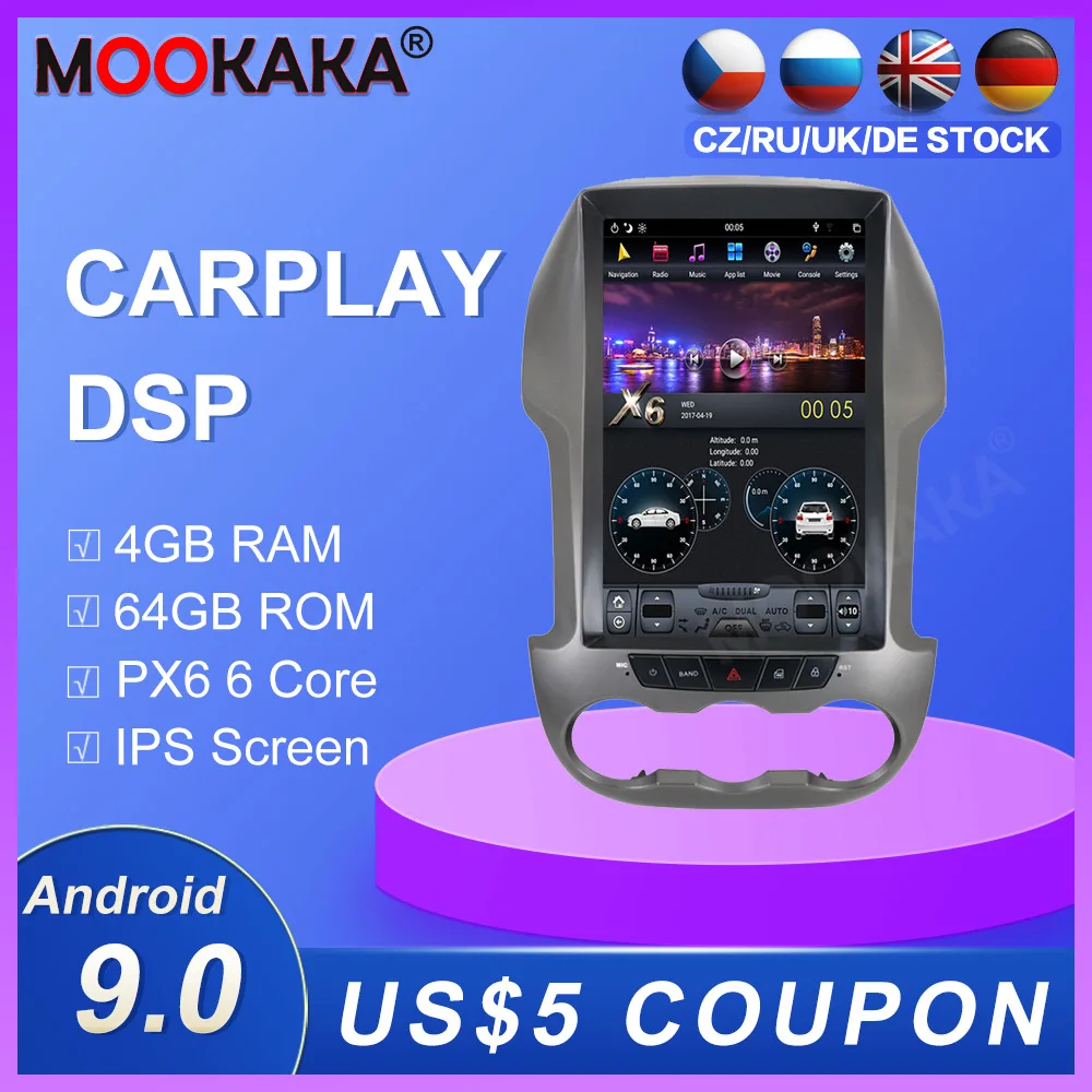 

Carplay DSP Android 9.0 PX6 вертикальное радио Тесла автомобильный мультимедийный плеер Автомобильный GPS-навигатор для Ford Ranger/Ford F250 9,0-2011