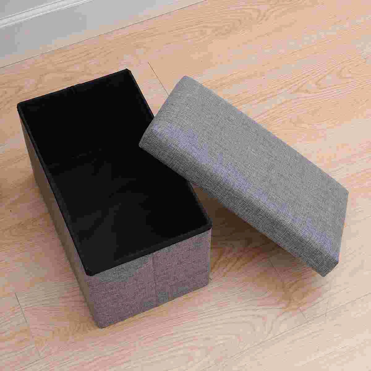 

Складной оттоманка для хранения с складным нагрудным ящиком из льняной ткани оттоманки скамейка подставка для ног для спальни гостиной (се...