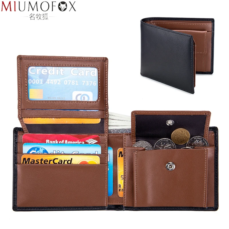 

Rfid Protection Wallet Men Wallets Short Men's Wallet Split Leather Billfold 2022 New Cowhide Bifold Purse for Male Coin Purse