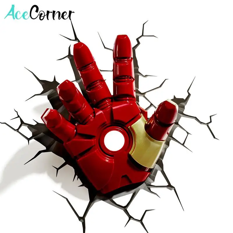 Acecorner Железный человек 3D Креативный светодиодный настенный светильник украшение