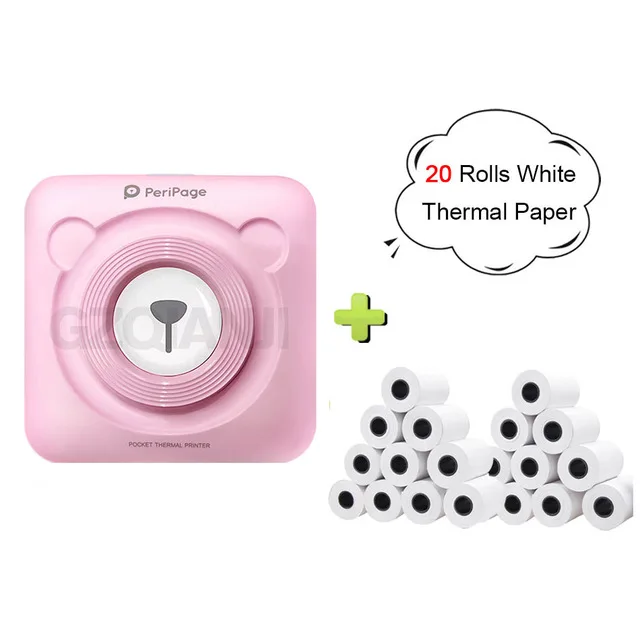 Pink-20-ROLLS Pape Портативный Термопринтер Bluetooth 58 мм Мини Беспроводной POS Тепловизионный Фото Принтер для Android IOS Мобильный Телефон GZM5804 - Цвет: Pink-20-ROLLS Pape