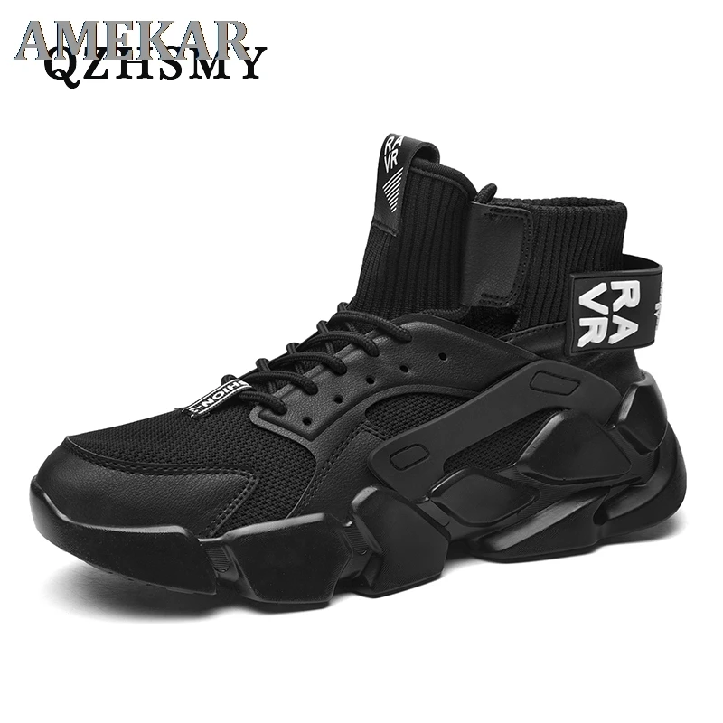 

Chunky High-top Men's Sneakers Heighten Fashion Men Casual Shoes Autumn 2020 New Plus Size White Sneakers Damping Tennis Shoes