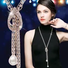 Длинная декоративная подвеска Женская бижутерия Корея 100 с кулоном Ожерелье с кристаллами модная цепочка для свитера