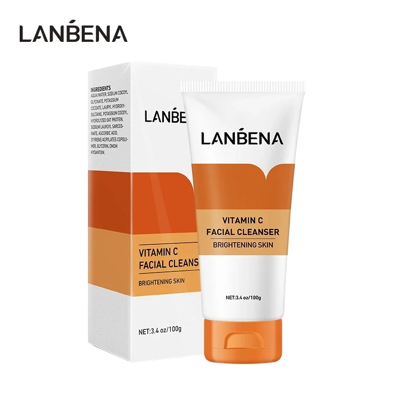 

LANBENA Vitamin C Facial Cleanser Face Wash Collagen Whitening Deep Cleansing Moisturizing Skin Gentle Fine Dense Foam 100ml