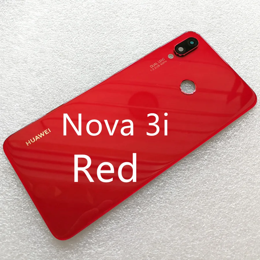 Для huawei Nova 3 крышка батареи Задняя стеклянная задняя дверь корпус чехол для huawei Nova 3i крышка батареи с объективом камеры Замена - Цвет: Nova 3i Red