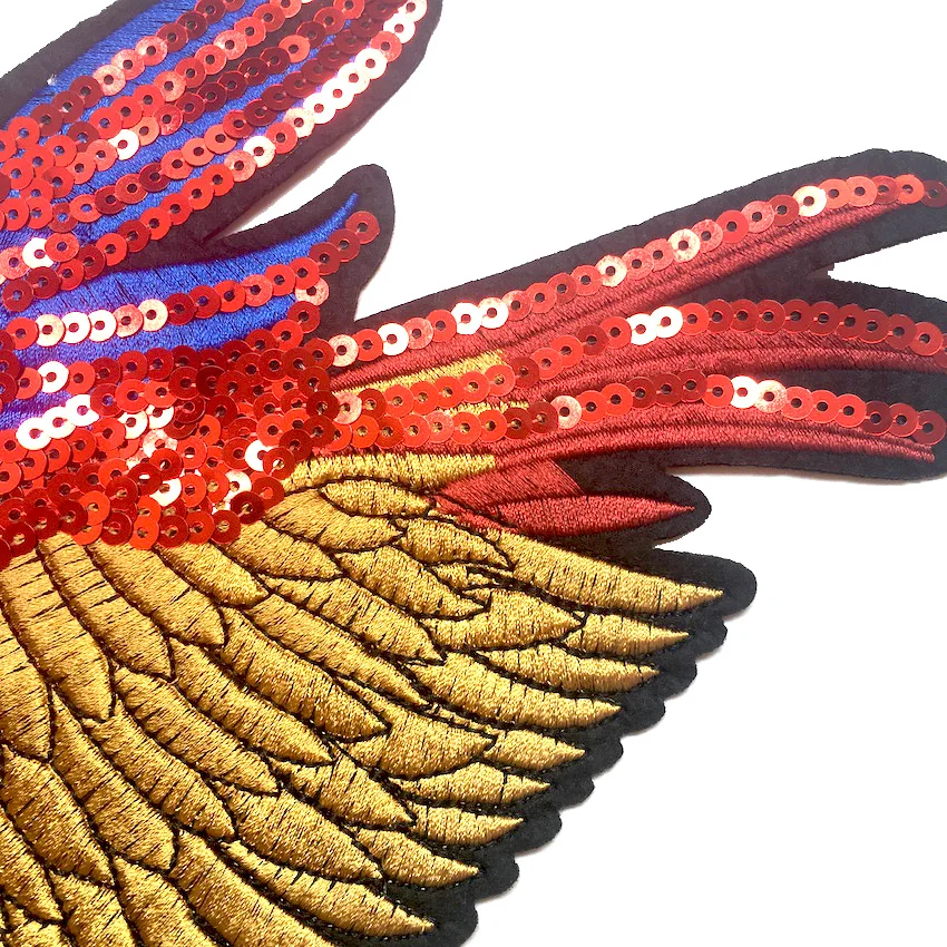 1 шт. большой красивыми блестками птица патчи для одежды пришить вышитые наклейки