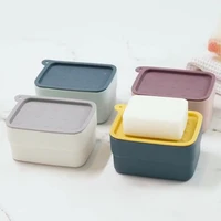 1pcs soap holder bathroom shower soap dish shower plates soap storage box with drain drain soap holder with cover and brush