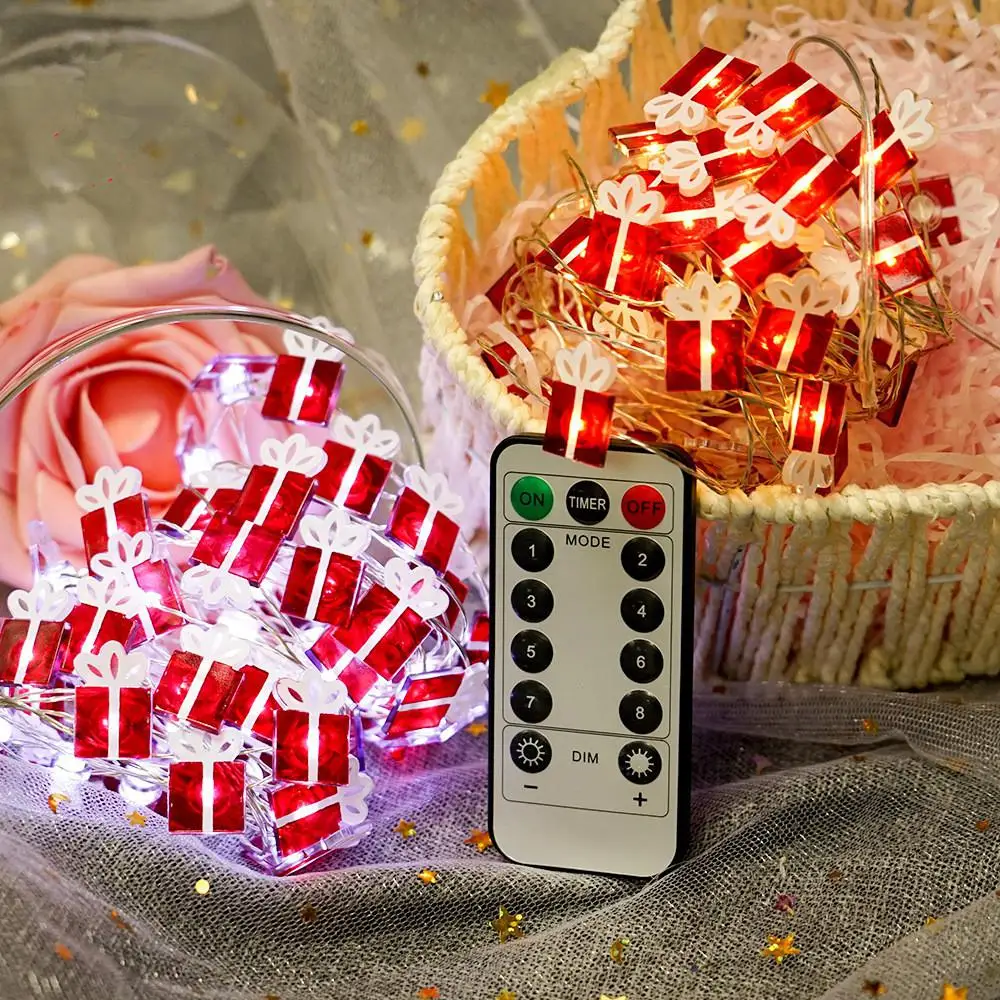 

SOL светодиодный Светодиодный 8 режимов строка светильник Санта Клаус Подарочная коробка Форма Лампа Рождественская елка кулон для вечерние...