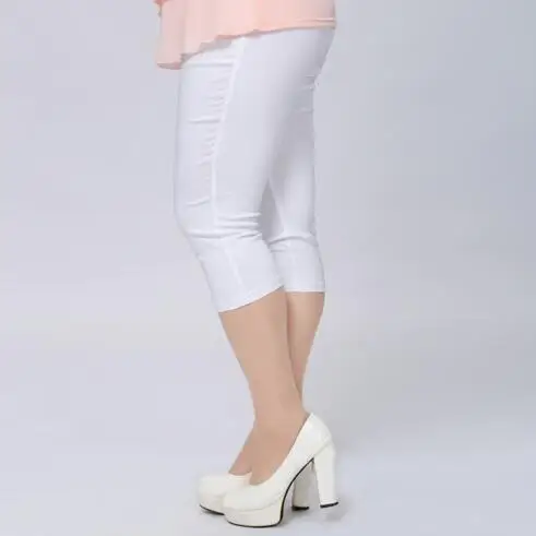 Pantalones mujer 2020 летние белые капри укороченные штаны для женщин размера плюс 6XL