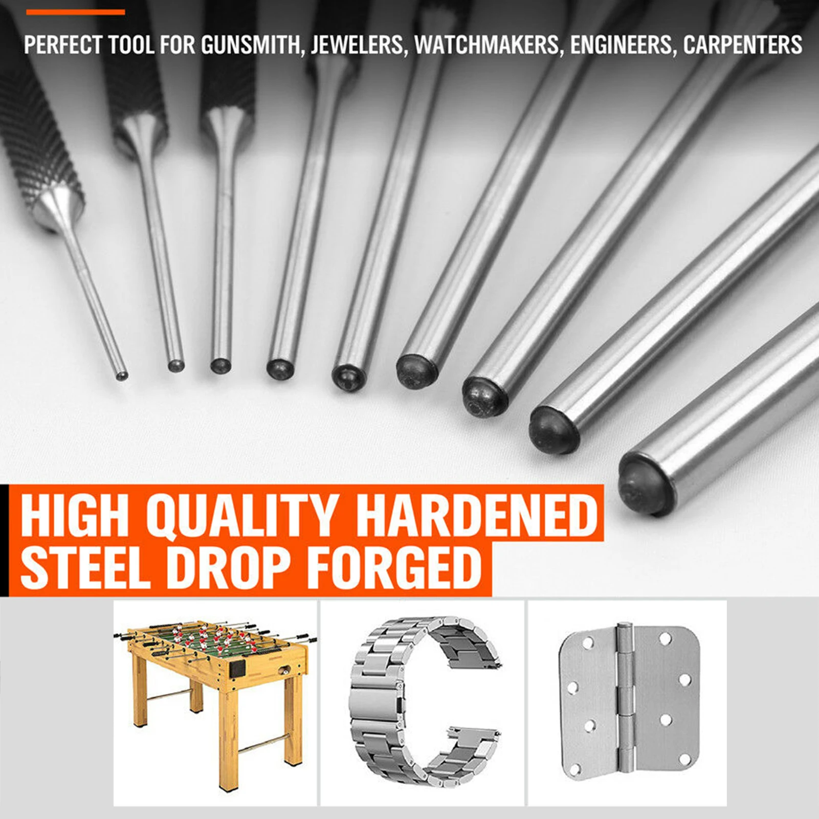 

9 pieces roll pin punch set 9Pcs Forged Steel Roll Pin Punch Set Professional Pin Tools for Jewelers Craft