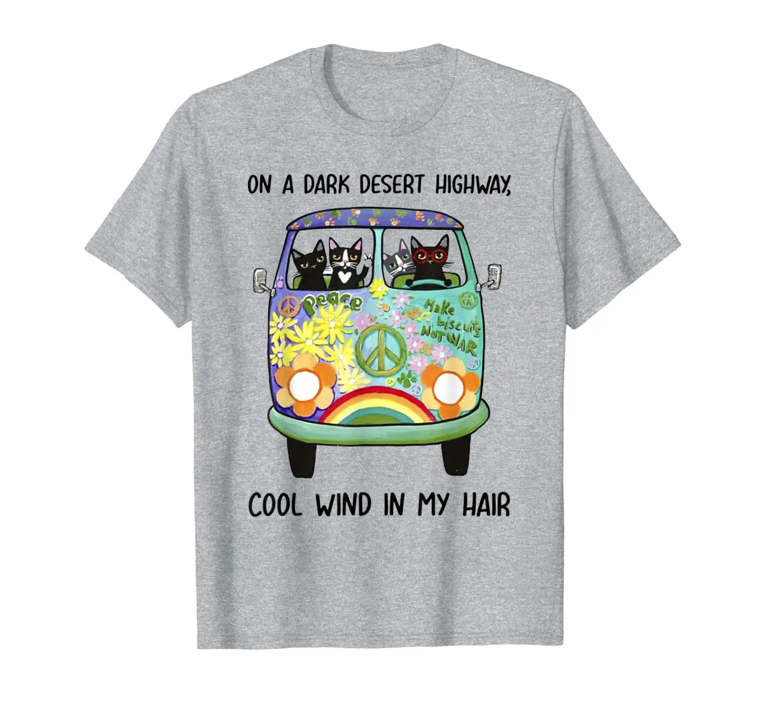 

In Hair On Dark Highway A Desert Cat Cool Wind Hippie TShirt