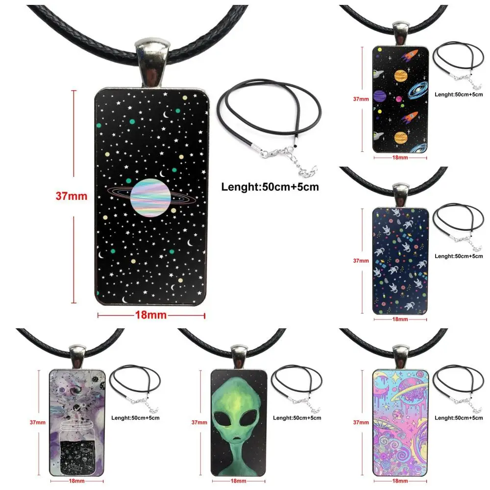 Звездного неба иностранцев НЛО астронавтов Стекло колье с кабошоном кулон