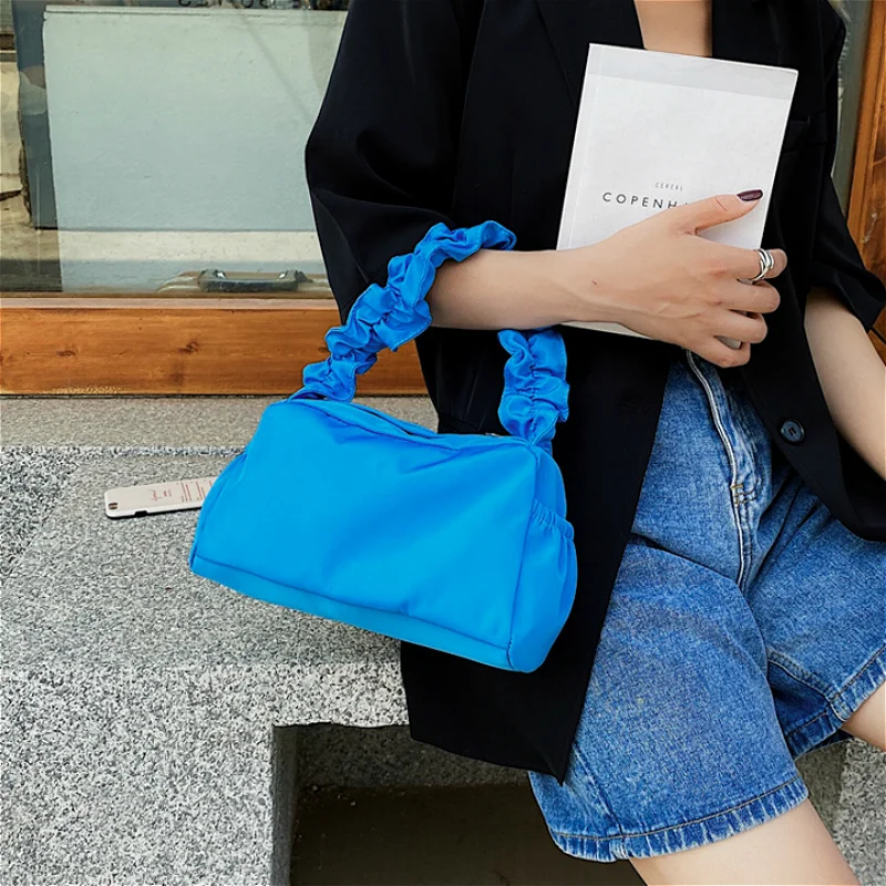 

Vintage Nylon Women Purse Handbags Fashion Folds Ladies Small Shoulder Bags Retro Female Simple Armpit Bag Clutch Tote Bolsa