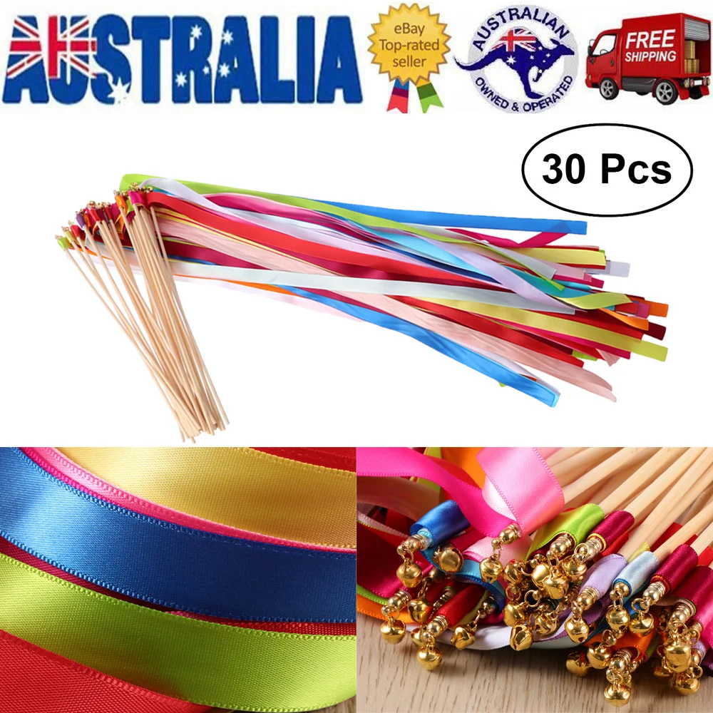 

50pcs Wedding Wands Ribbon Streamers with Bell Fairy Stick Party Favors Supplies (Assorted Colors)