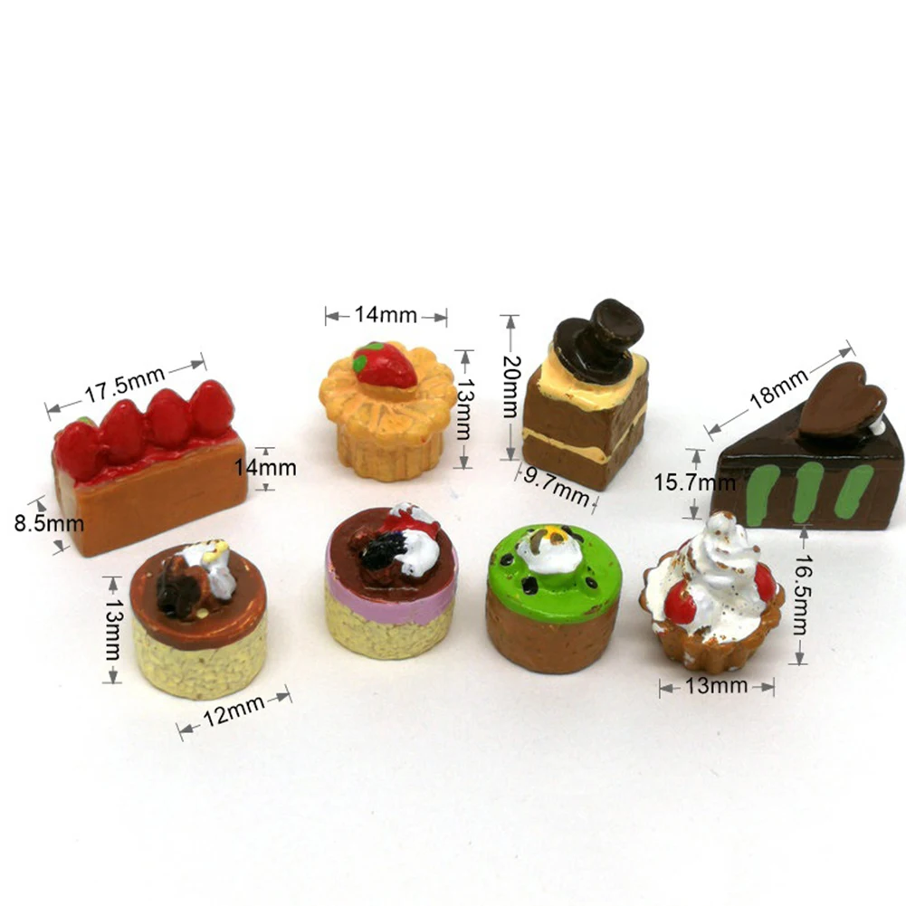 

1: 12 8Pcs/Set Kids Miniature Cakes Food Models Dollhouse Scenery Accessories Kids Toy Children Pretend Play Kitchen Toys Gift