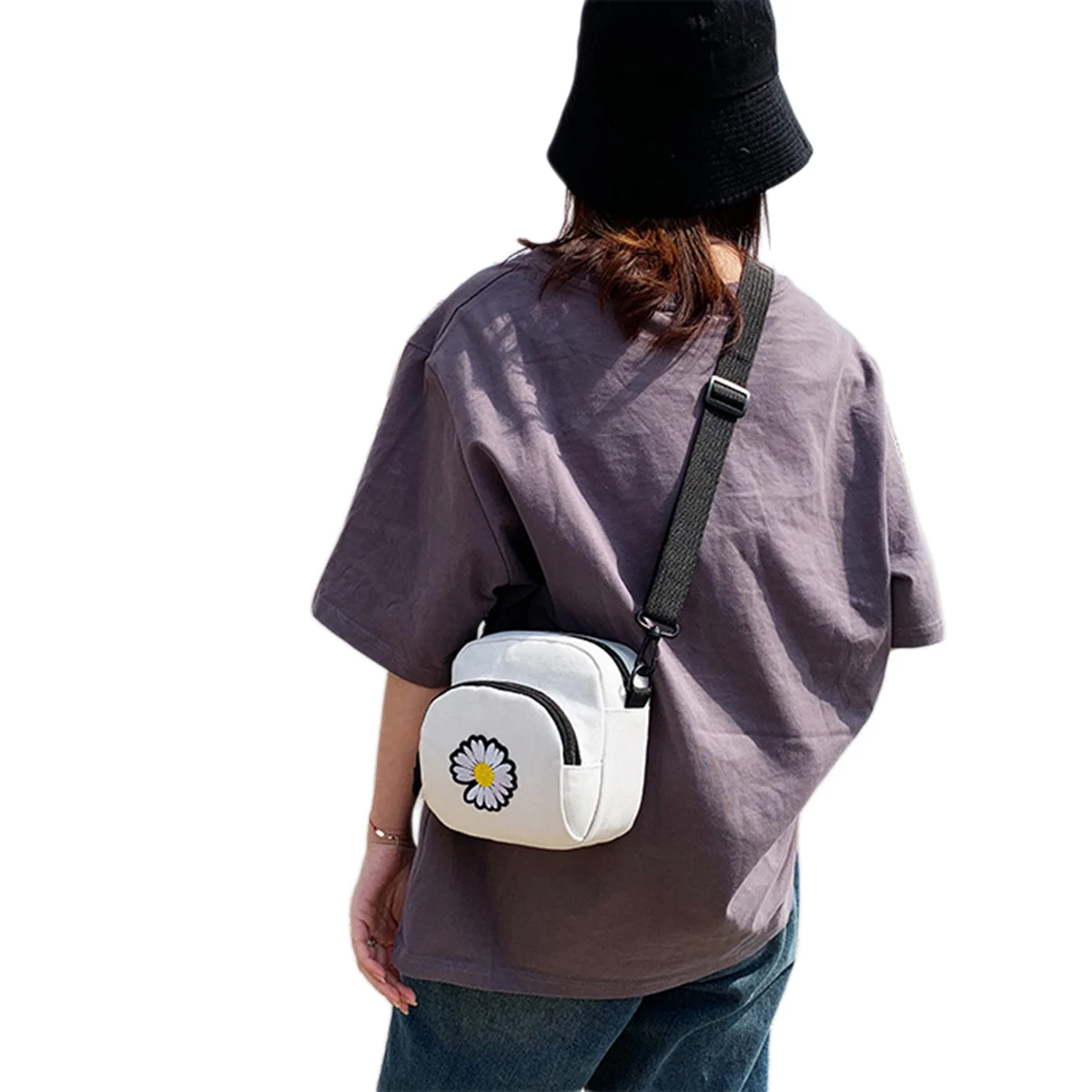 Женская Холщовая Сумка через плечо с вышивкой хризантемы многофункциональная