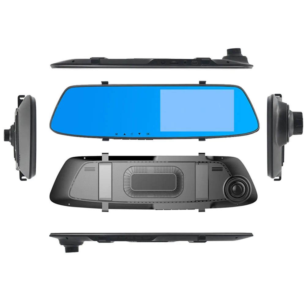 Elebest 5 дюймов FHD 1290P ips экран Dash cam двойная запись зеркало заднего вида