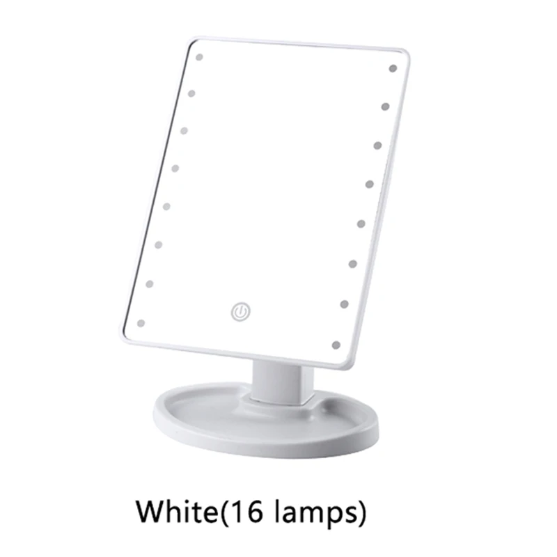 16 lamps white Зеркало для макияжа светодиодный свет зеркало стоящее портативное сенсорный экран освещенный, подсвеченный косметическое зеркало свободное вращение - Цвет: 16 lamps white