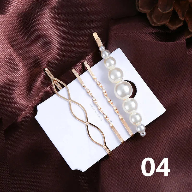 Металлическая заколка для волос с искусственным жемчугом 4 шт./компл. аксессуары