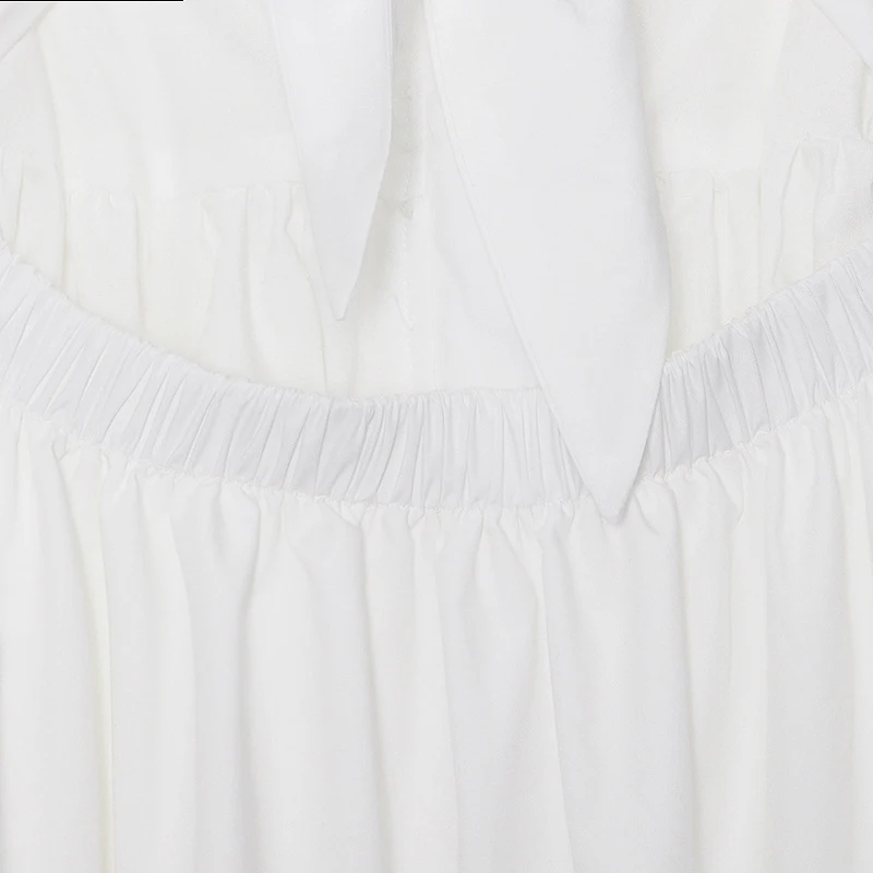 

XIZIHUPAN Solid Ruffle Dress For Women V Neck Sleeveless High Waist Patchwork Bowknot A Line Midi Dresses Female Summer 2021 New