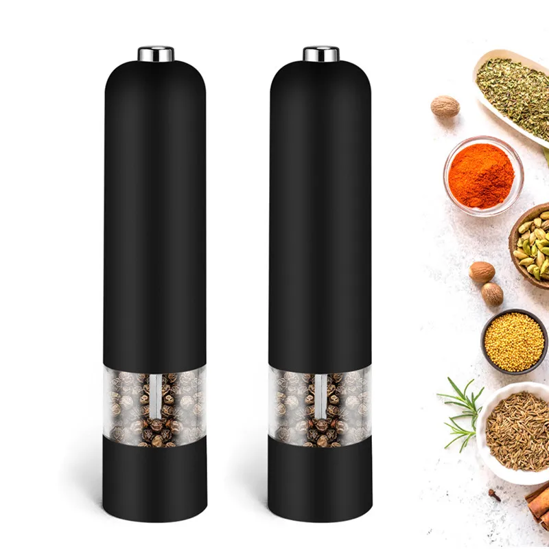 

1/2Pcs Electric Pepper Grinder Salt Spice Herbal Containers with LED Lights Mill Adjustable Coarseness Kitchen Cooking BBQ Tools