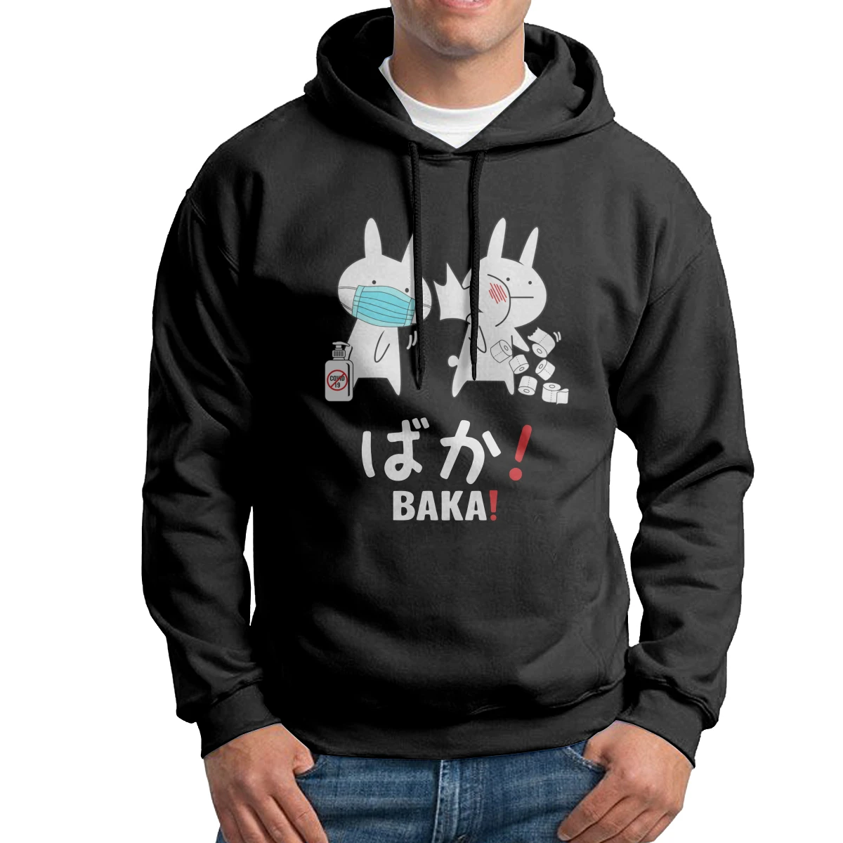 

Men Baka Anime Baka Gift Japanese Baka Rabbit Slap Hoodies Street Pure Cotton Hooded Sweatshirts Awesome Pullovers