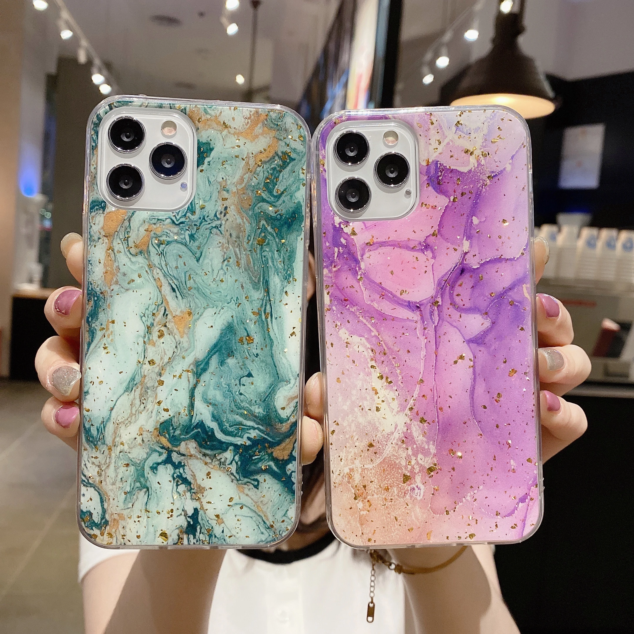 

Phone Case For Xiaomi Redmi Pocophone F3 K40 K30S Pro Plus Fashion flashing gradient marbling Shockproof Protection Back Cover