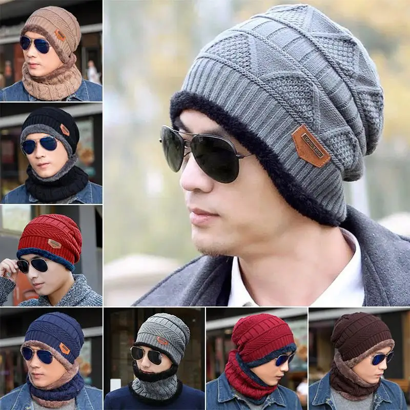 Шапка + шарф портативная вязаная шапка акриловая шерстяная зимняя