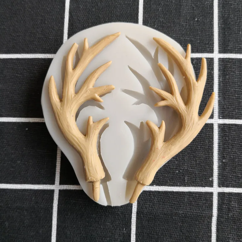 Новый 3D оленьи рога силиконовые помадные формы рождественские украшения торта