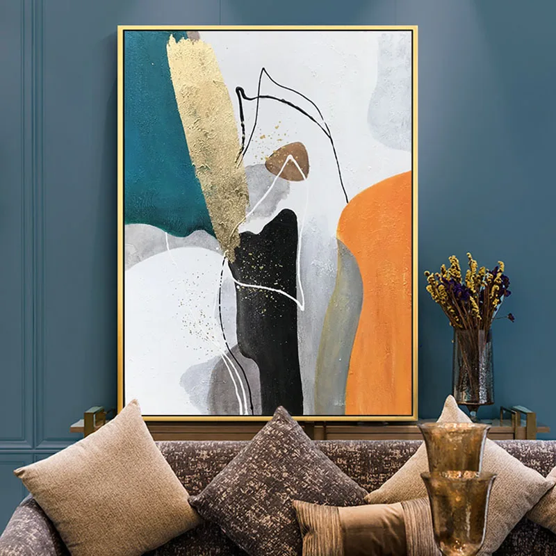 Абстрактная картина большого размера ручной работы 100% современное настенное