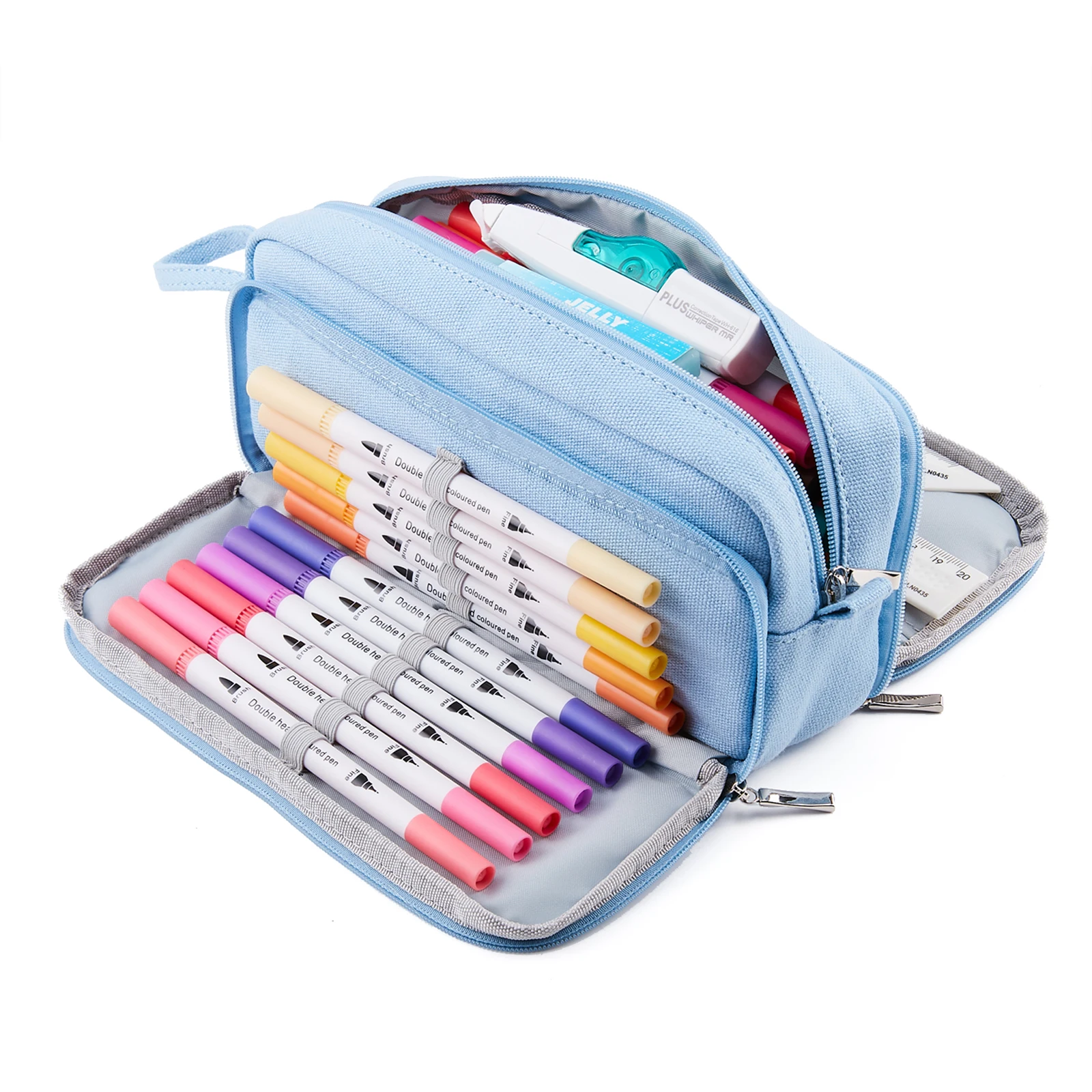 Двусторонняя сумка для ручек и карандашей чехол пастельных цветов двойной