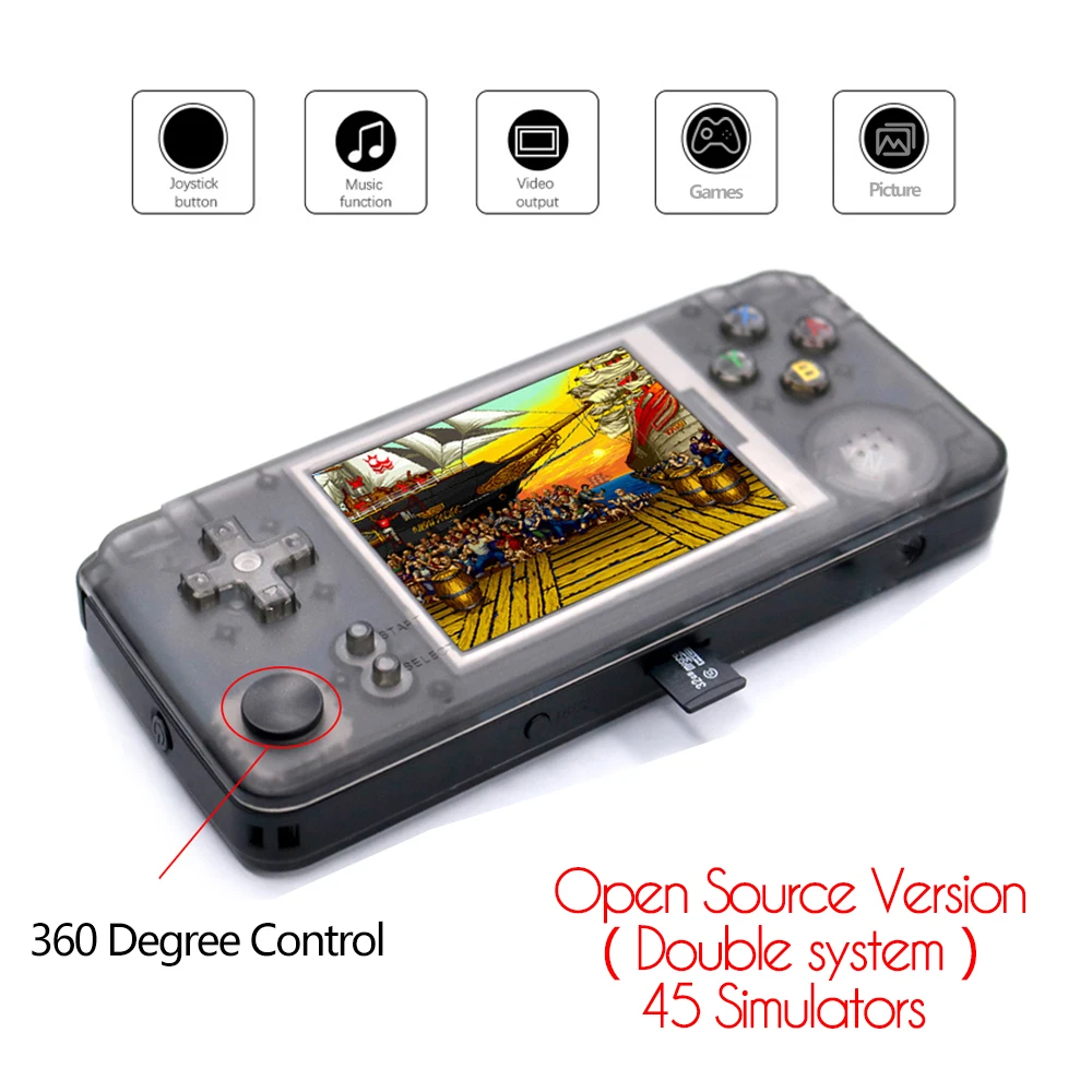 RS97 Plus, двойная система, ретро игровая консоль, 40 эмуляторов, 64 бит, 3,0 дюймов, портативный игровой плеер, 360 градусов, контроллер, 32 ГБ, TF