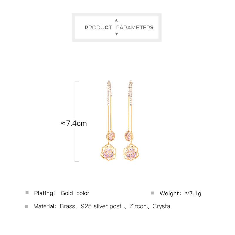 Женские Висячие серьги BALANBIU золотого цвета с кристаллами и цирконием модные