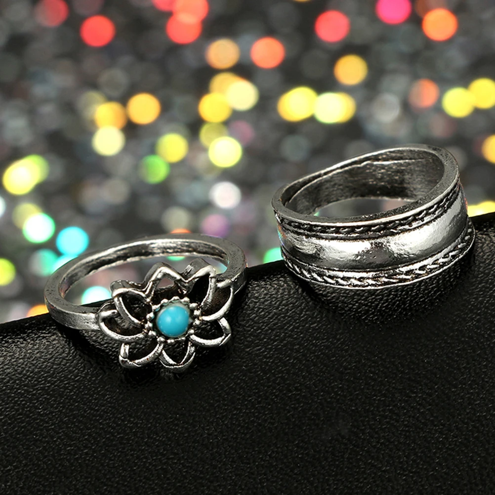 6 шт./партия Модные Простые комбинированные уникальные кольца набор массивные